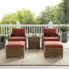 Afuera Living 5-Piece Outdoor Chair Set, Wicker/Rattan, Gray/Weathered Brown Finish, Steel Frame, All-Weather Cushions, Modular Design with Side Table, Patio Seating and Relaxation