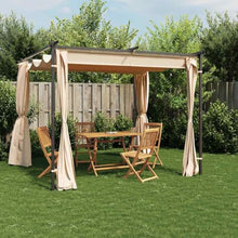 HKTMGDNG 9.8x9.8 Ft Gazebo Canopy Tent with Side Curtains Cream Steel
