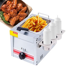 Commercial Fat Frying Machine Stainless Steel Countertop Fryer with Seasoning Tank and Condiment Bottles - Perfect for Fried Chicken Legs, Malatang, Fried Food, French Fries