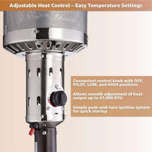 Brown Steel Propane Patio Heater 47,000 BTU – Portable Outdoor Gas Heater with Round Reflector & Stainless Steel Burner for Backyard, Restaurant, Bar, Deck, Poolside, Garden, Outdoor Events