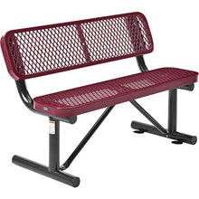 Global Industrial 48" Outdoor Steel Bench with Backrest Expanded Metal Red