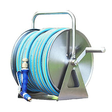 FKTHYO Wall/Floor Mounted Metal Hose Reel with 360° Rotating Crank Holds with Hose Connectors Accessories Can Be Used in Homes Gardens,15M (20M)