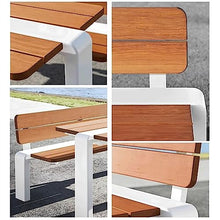 Parking Patio Seat, Park Bench, Stainless Steel Outdoor Bench with Backrest, 47.2/59.2/70.8/78.7 Inch Long Leisure Wooden Chair without Armrests for Garden, Courtyard, Patio Seating Furniture for