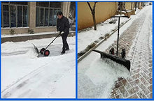 Snow Shovel with Wheels Heavy-Duty Wheeled Snow Shovel Adjustable Aluminum Alloy Handle Efficient Snow Removal Tool Suitable for Cleaning Lanes Roads Sidewalks Snow Pusher