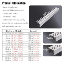 YXEDPBF Slim 39.4Inch Rainwater Drainage Channel with Stainless Steel Grates Ideal for Concrete Patios Yards Walkways and Gardens8pcs Set
