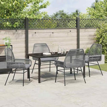 FUDUGEHMIOFWFJJ Grey Poly Rattan Garden Dining Set 5 Pcs with Cushions, Outdoor Patio Furniture Set for 4 Person, Modern All Weather Rattan Table and Chairs with Tempered Glass Top, Easy Assembly
