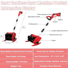 Cordless Electric Snow Shovel - Battery-Powered Snow Blower for Easy Snow Removal, 12 Wide & 6.6 Deep, Perfect for Seniors & Home Use, Safe & Compact Storage