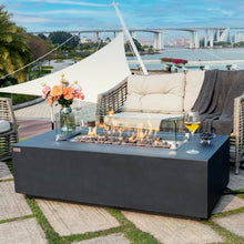 AMS 55" Rectangular Concrete Natural Gas Fire Pit Table (Wavy Dark Gray)