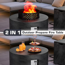 2-Piece 30" Propane Fire Pit Table for Outside Patio with Hidden Tank Table