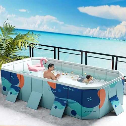 KJLYLPP Foldable Swimming Pool,Collapsible Pool, 5 Layers Thicken Sturdy Durable Portable Bath Tub Inflation Quick Drainage Wading Pools (185 * 138 * 53cm)