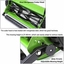 JOMRTS Hand Push Reel Mower, Manual Lawn Mower with Collection Bag, 4 Position Height Adjustment, Lightweight Walk-Behind Lawn Sweeper,12inch, Green