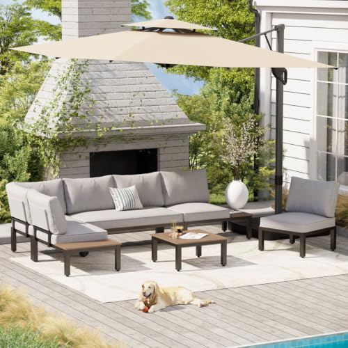 OROTLECT 120'' Cantilever Umbrella with Crank Lift, Base Included
