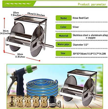 Garden hose reels Hose Reels,Washer Reel, Portable Hose Truck,Hose Reel Cart Garden Hose Reels for Outside Heavy Duty Wall Hose Cart Stainless Steel Small Pipe Organizer Hose Reels(Hose Cart+30m Pipe)