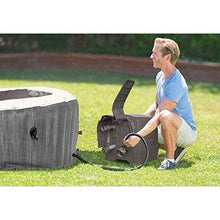 Intex PureSpa Plus Greywood Deluxe 6 Person Inflatable Hot Tub Gray with Seat Inserts