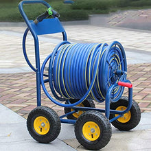 CUTPOIY Hose Reels Metal Hose Cart 12-19MM Outdoor Hose Reel Garden Four-Wheel Industrial Wind Decoration Affordable Household Water Pipe Set12.5mm*17mm, Blue-dn20-Hose Reel+60M Pipe
