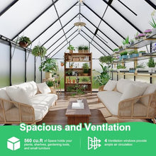 Garvee 8 x 14 ft Outdoor Polycarbonate Greenhouse Kit, Heavy Duty Greenhouse with Reinforced Aluminum Frame, Adjustable Roof Vent, Lockable Door & Quick-Connect Assembly