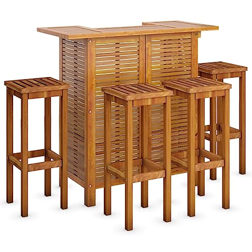 vidaXL 5 Piece Patio Bar Set Solid Wood Acacia