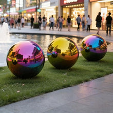 YDJIANCAI 1 Pcs Gazing Ball, Stainless Steel Mirror Ball Reflective Garden Sphere, Gazing Globe for Home Garden Pond Outdoor Swimming Pool Decoration, Rainbow(Size:18.89in/48cm)