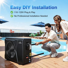 35,000 BTU Inverter Pool Heat Pump, 115V Plug & Play Pool Heater, WiFi App Control, Titanium Heat Exchanger, Ultra Quiet, Heating & Cooling for Above-Ground & Small Inground Pools up to 9,000 Gallons