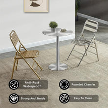 POJGVU Dining Table High Tables,Outdoor Small Round Patio Table Bar Table Coffee Table Metal End Table,Counter Bistro Pub Tables Stainless Steels Cocktail Table,50x50x105cm,60x60x75cm