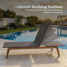 POVL Outdoor Menlo Stacking Teak & Sling Chaise Lounge Set of 2 — Grade A Teak Adjustable Pool Chairs with Wheels & 5-Position Backrest — Luxury Fully Assembled Poolside Furniture (Graphite)