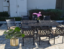 Patioland Grand Tuscany Outdoor Patio 9-pc Dining Set 44" X 84" Cast Aluminum and 8 Regular Dining Chairs with Sunbrella Cushions