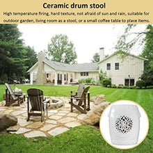 Ceramic Drum Table,Ceramic Drum Stool,Decorative Ceramic Garden Stool, Glazed Hollow Lion's Head Shoe Changing Stool Drum Stool, Suitable for Outdoor Garden,(White)