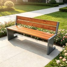 HAIFENGT 2-3 Person Metal Outside Bench with Backrest