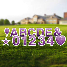 Alphabet Yard Letter Sign Set – Includes Letters, Numbers, and Special Characters – 84pcs Total – Includes Multiples of Common Characters – Weather-Resistant Corrugated Plastic (Faux Glitter Purple)