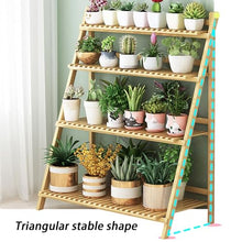ZOCWJK Bamboo Plant Stand Storage Rack 4 Tier Plant Shelf Organizer for Flower Pot Display Multifunctional Plant Holder for Home Patio Balcony Garden,4tier27.6