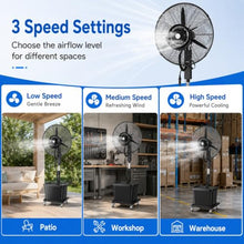 Misting Fan with 12 Gal Water Tank and 4 Ice Packs, Adjustable Height