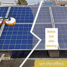 Solar Panel Cleaning Rotating Brush, 70cm Dual Head Photovoltaic and Solar Panels Water Fed Brush 110V Electric Spin Scrubber Adjustable Water Fed Pole Cleaning Kit for Window Glass,4M/13.1FT