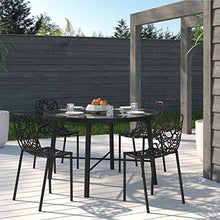 LeisureMod Devon Patio Dining Chair, Aluminum Stackable Design Side Chair, Weather Resistant Metal Chair for Indoor Outdoor Use, No Assembly, UV Protected with Floor Protectors, (Black, Set of 4)