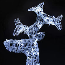 QZZCED Set of 3 Lighted Acrylic Reindeer Christmas Decorations with Dynamic LED Patterns and Weather-Resistant Finish for Indoor and Outdoor Holiday Display