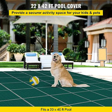 WACTO Rectangular Winter Pool Cover with Right Step, Triple Stitched Mesh, Fits 20x40 ft - Green
