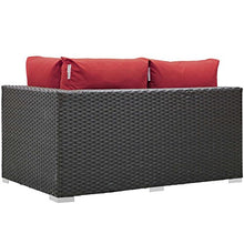 Modway Sojourn Wicker Rattan Outdoor Patio Sunbrella Fabric Right-Arm Loveseat in Canvas Red