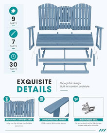 SERWALL 3 Person Glider Bench with iPad Placement and Cup Holder,Navy
