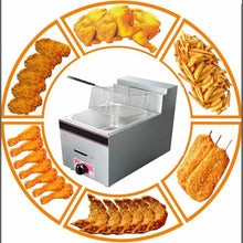 Commercial Gas Fryer, Semi-Professional, 10L Single Fat Tank, Adjustable Firepower, Stainless Steel LPG Fryer, Easy Clean