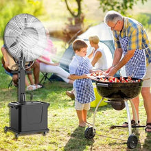 TGBHYJ Misting Fan Outdoor Commercial Oscillating Pedestal Fan With Mist For Patio Outside Restaurant Garage Gym Factory Workshop 3 Cooling Speeds - (Midnight Black)(Size:29.5in)