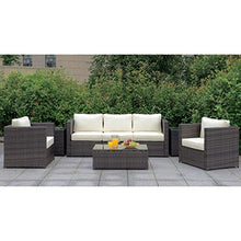 Furniture of America Daley Rattan 4-Piece Patio Sofa Set in Brown and Beige