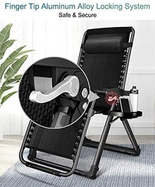 5JJJLOOOPP Foldable Zero Gravity Lounge Chair with Cup Holder and Cushion, Adjustable Recliner Chair for Patio Garden Lawn Deck, Support 440 lbs (Color :