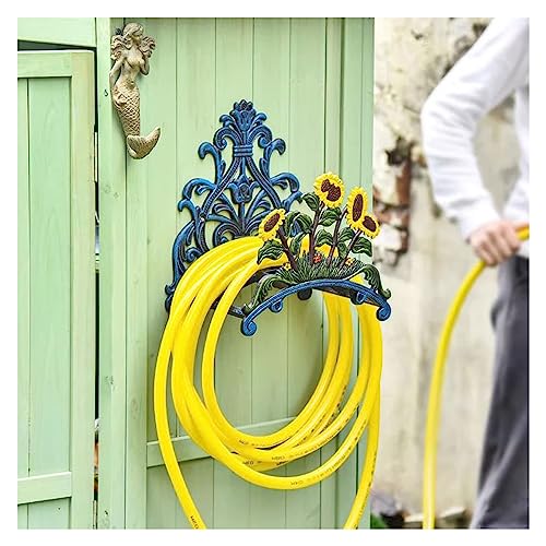 Heavy Duty Water Hose Holder, Garden Hose Holder, Decorative Sturdy Water Hose Rack, Durable Wall Hose Hanger, Hose Reel, Made of Cast Iron, Large Capacity Hose Storage for Garden, Yard,Balcony ,Hose