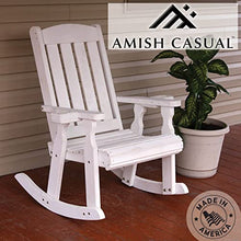 Amish Casual Heavy Duty 600 Lb Mission Pressure Treated Rocking Chair with Cupholders (Semi-Solid White Stain)