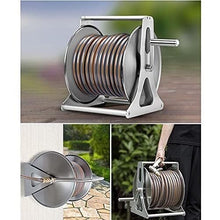 Stainless Steel Hose Reel with 30m Hose, Heavy Duty Outdoor Garden Water Pipe Holder for Lawn, Patio, and Farm – Portable and Wall-Mounted Design