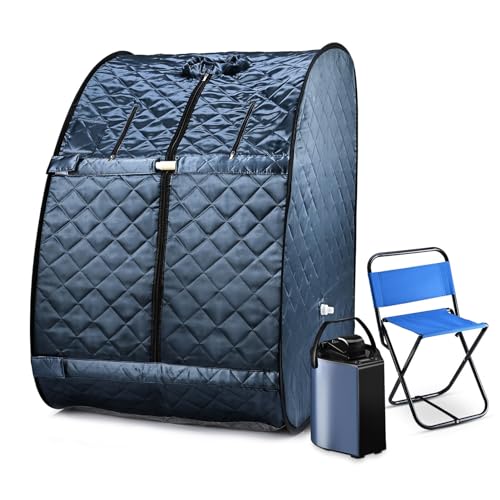 MFYDPP Portable Sauna Steam Tent,Sauna Box for Home,Sauna Tent,with 1000W 3L Sauna Steamer, Remote Control, Folding Chair