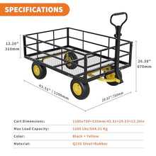 Litake Steel Garden Cart Wagon,1400LBS Capacity,with Removable Mesh Sides