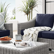Modway EEI-5091-NAV Conway 4-Piece Outdoor Patio Wicker Rattan Furniture Set, Light Gray Navy
