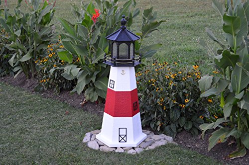 Backyard Crafts Amish-Made Montauk, NY Replica Lighthouse with Solar-Powered LED Lighting, 95" Tall