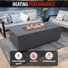 AMS 66" Rectangular Propane Gas Fire Pit Table for Outdoor Patio, Dark Gray
