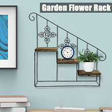 SIDUFHAOPKLL 3 layer Decorative Iron Plant Rack Stand Plants Succulent shelf Stair Wall hanging Desktop flower stand +wood plate